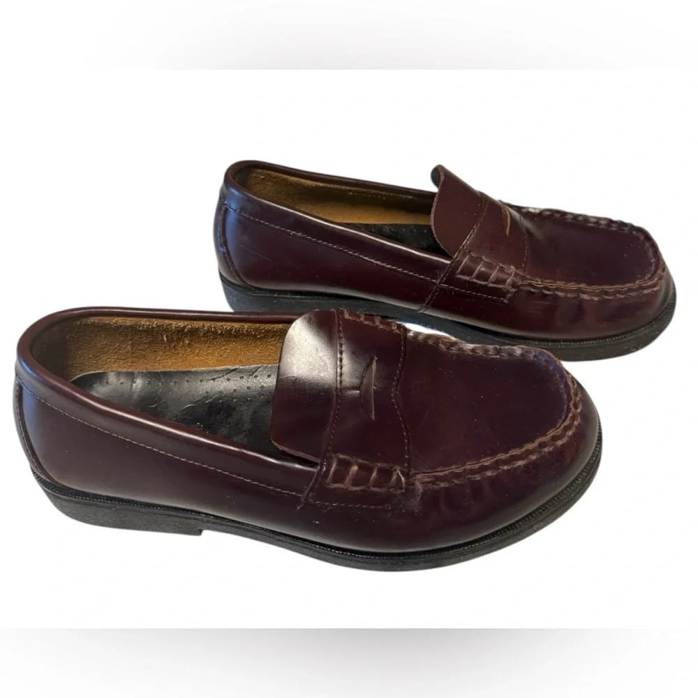 Sperry Kids Burgundy Leather Oxford Penny Loafers sz 3.5W Preppy